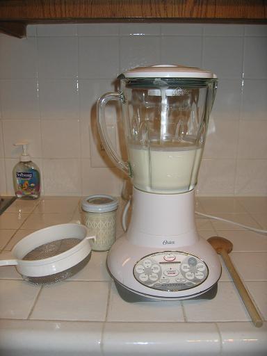 Tools needed: strainer, cream, blender (or food processor), wooden spoon