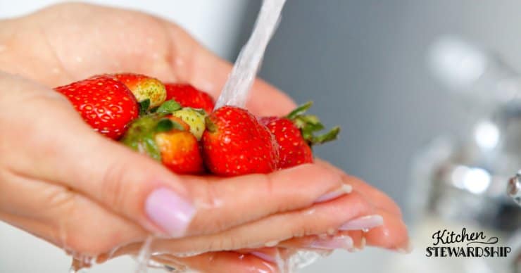 washing strawberries