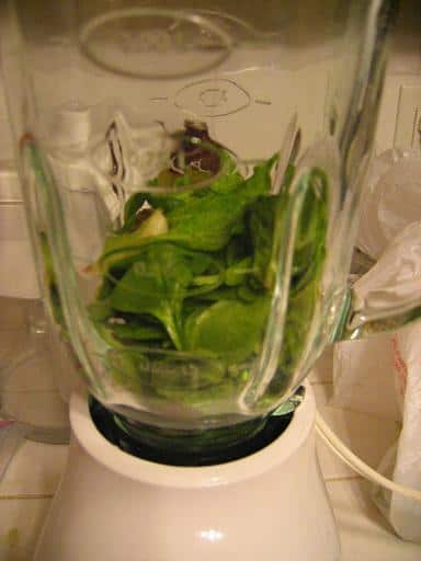 A few handfuls - this happens to be spinach.