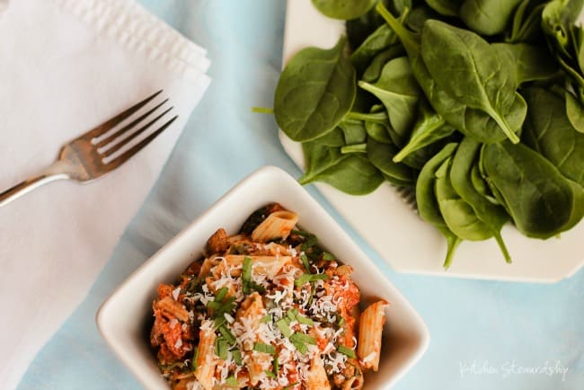 green leafy vegetables, sausage spinach toss with leafy greens