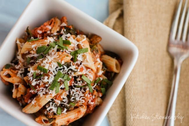 Sausage Spinach Pasta Toss