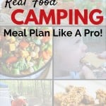 Camping foods, salad, granola bars and smores.