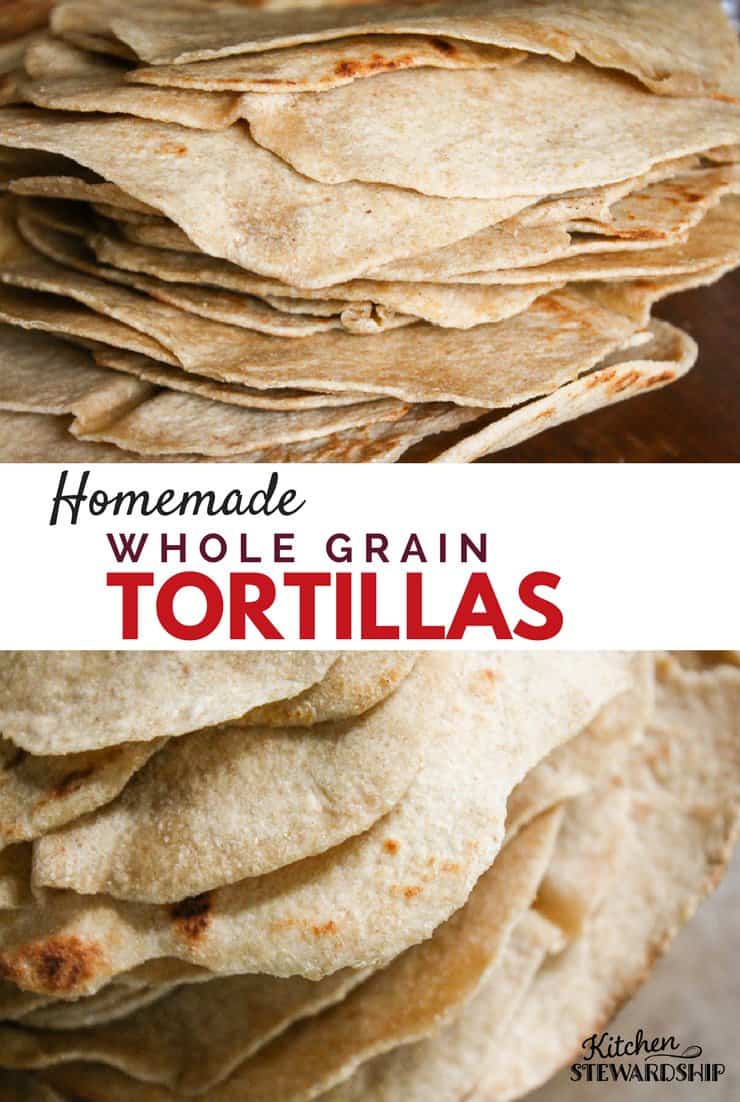Stack of homemade whole grain tortillas