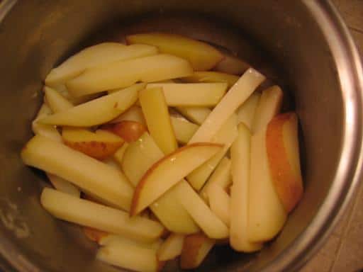 french fries soaking