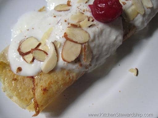 Cherry Almond Coconut Crepes