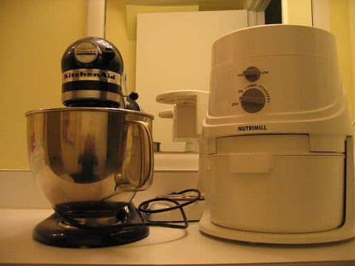 Nutrimill grain mill and Kitchen Aid mixer