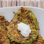 What better way to go green than these Potato Vegetable Pancakes {Latkes}?! They are a great kid-friendly real food breakfast option.