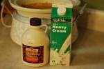 cream and maple syrup for Curried Sweet Potato and Carrot Soup in slow cooker