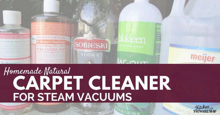 A list of many homemade natural carpet cleaner ideas, using simple items like vinegar for steam vacuum machines and baking soda for odors.