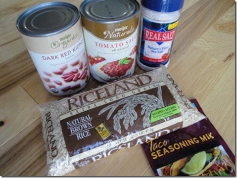 Mexican beans and rice ingredients