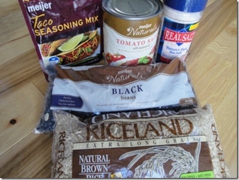 Mexican beans and rice ingredients