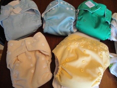 Cloth diapers in various colors