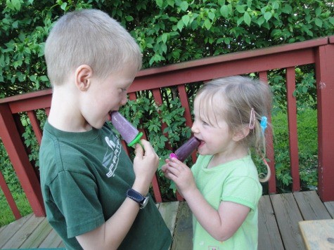 two kids eating homemade sugar free popsicle recipe