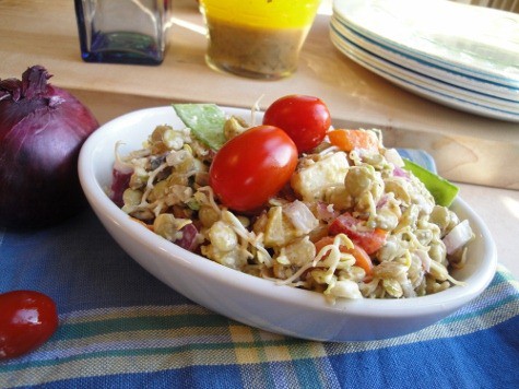 summer sprouted lentil salad