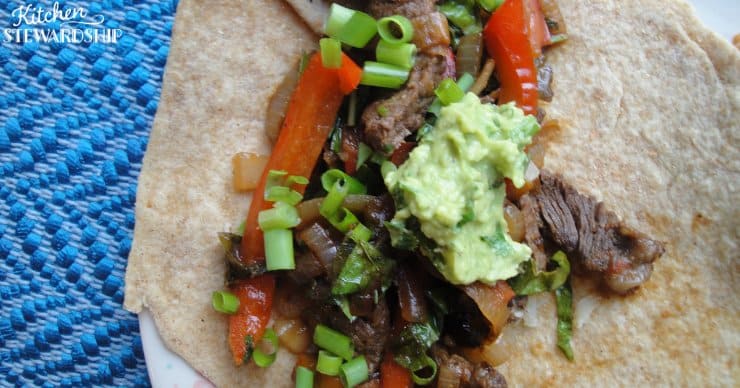 Grass-fed beef fajitas