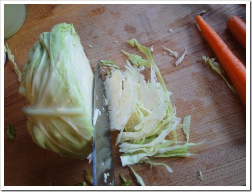 Making fermented kimchi - preserve cabbage 