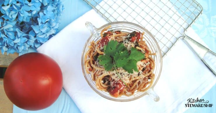Tomato Basil Einkorn Pasta With Greens