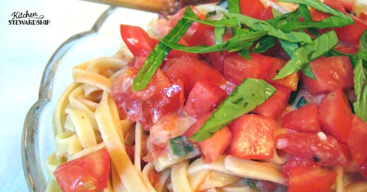 Tomato Basil Einkorn Pasta With Greens