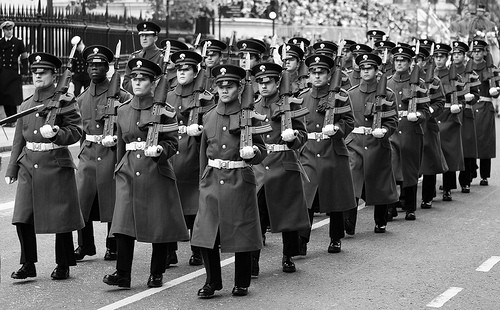 Soldiers marching
