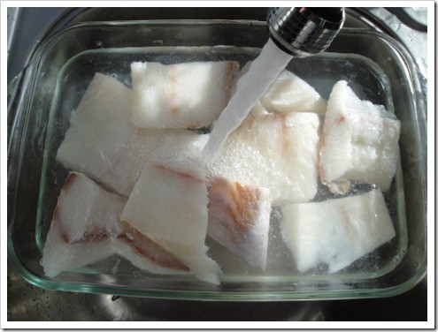 Alaskan halibut cutting and thawing