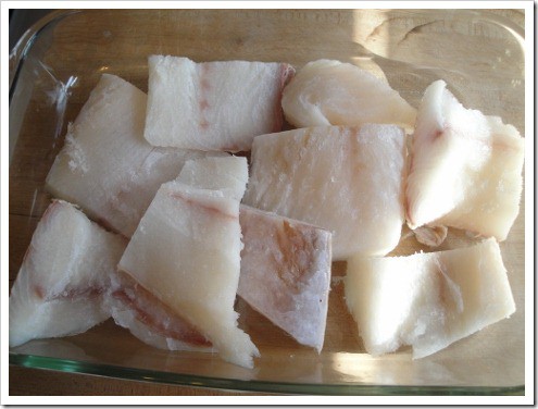 Alaskan halibut cutting and thawing