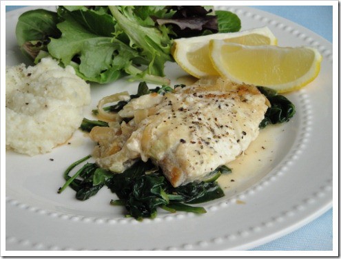 Creamy Alaskan halibut with Caramelized Onions