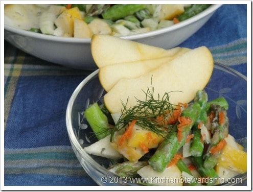 Springtime Asparagus Apple Fennel Salad with Dilly Dressing