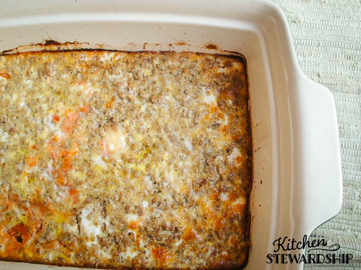 crustless quiche in casserole dish