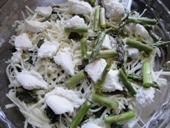 crustless quiche - making pesto asparagus