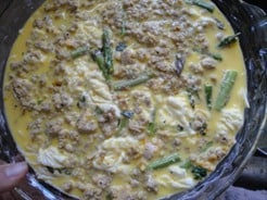 crustless quiche - making pesto asparagus