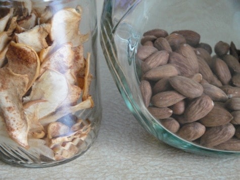 crispy nuts and apple chips from Mom for a visit