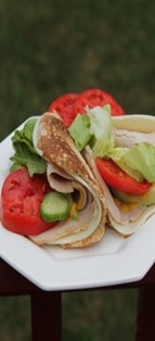 Turkey and cheese and avocado crepes for lunch