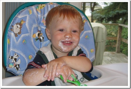 messy yogurt baby