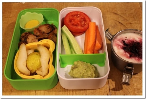 Rainy Day sausage pears vegs and guac fb 2