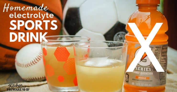 Like Gatorade but want something natural to replenish electrolytes? Here's a homemade sports drink recipe with honey and/or stevia that tastes just like lemon-lime Gatorade, but at a fraction of the cost and 100x the health benefits.