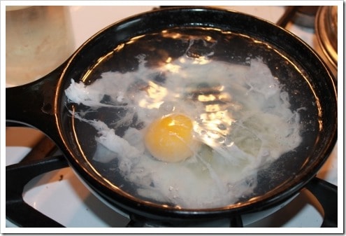 Making a poached egg the wrong way