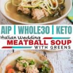 Get your greens and please your kids all in one with this nourishing Italian meatball soup! #cleaneatingrecipes #realfood