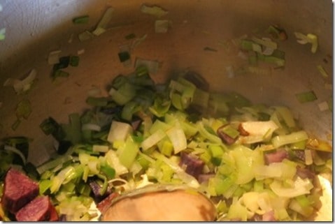 making cream of potato vegetable soup