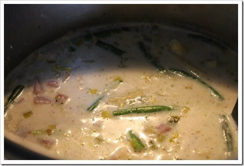 making cream of potato vegetable soup