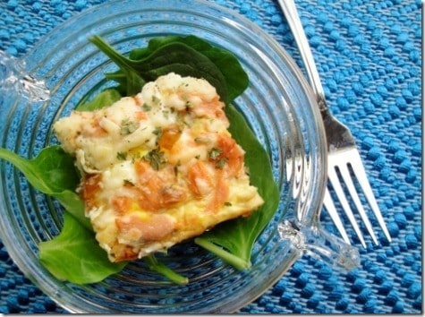 Salmon Spinach Pesto Crustless Quiche