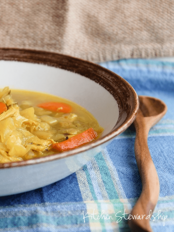Turmeric Chicken Soup with Cabbage and Coconut