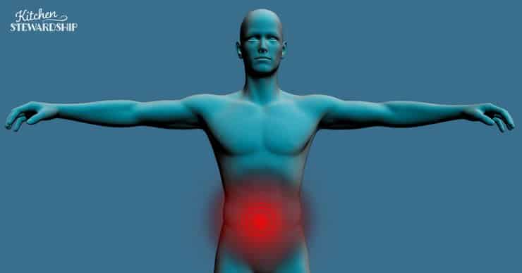 man with red stomach to show pain