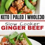 Slow cooker ginger beef - a super simple real food recipe for busy families! Set the crockpot and dinner is ready when you are. #freezercooking #freezermeals #cleaneatingrecipes #realfood