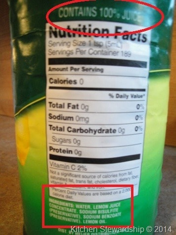 lemon juice ingredients label