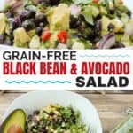 Super easy salad, dip, or taco topping ...black bean and avocado salad speaks volumes in flavor and will help you keep it simple for your next potluck or party #meatless #vegetarian #appetizer #cleaneatingrecipes #realfood