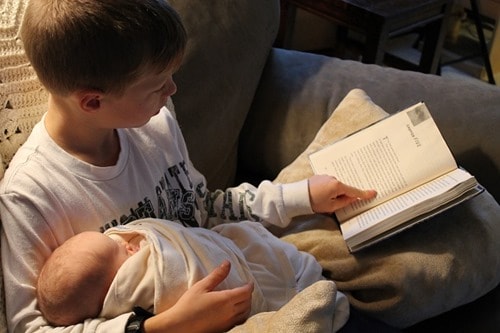 Paul reads with Gabe