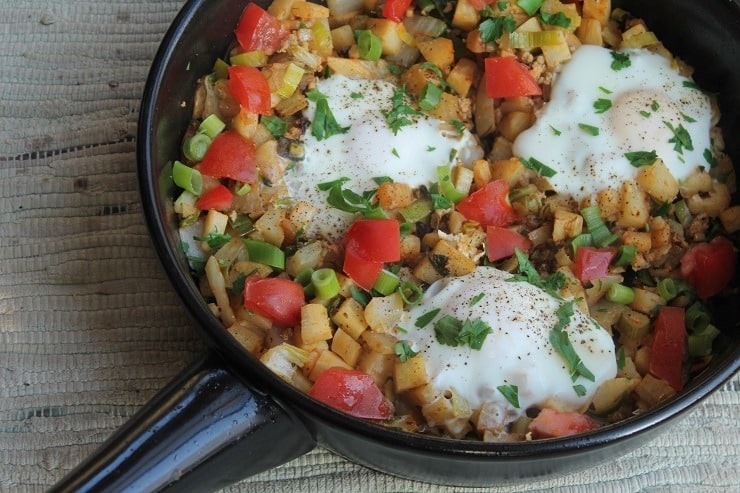 Breakfast Pizza hash with Eggs