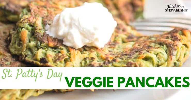 Get a GREEN start to St. Patrick's Day with these nourishing veggie pancakes. No food coloring! Just real ingredients.