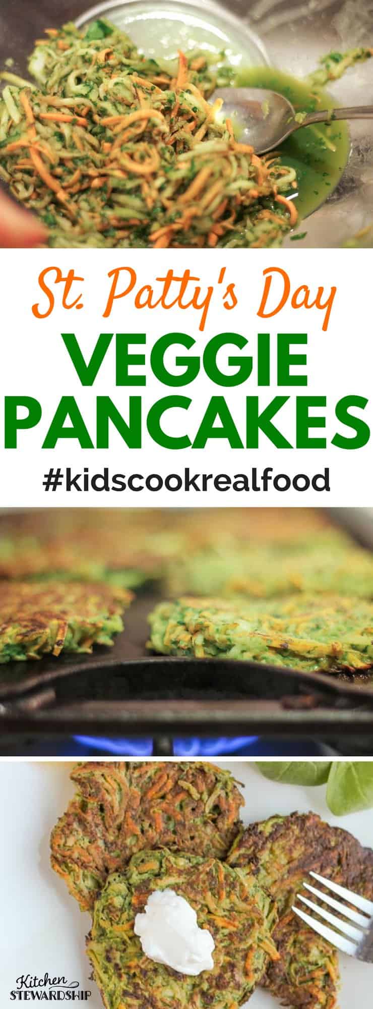 Get a GREEN start to St. Patrick's Day with these nourishing veggie pancakes. No food coloring! Just real ingredients.