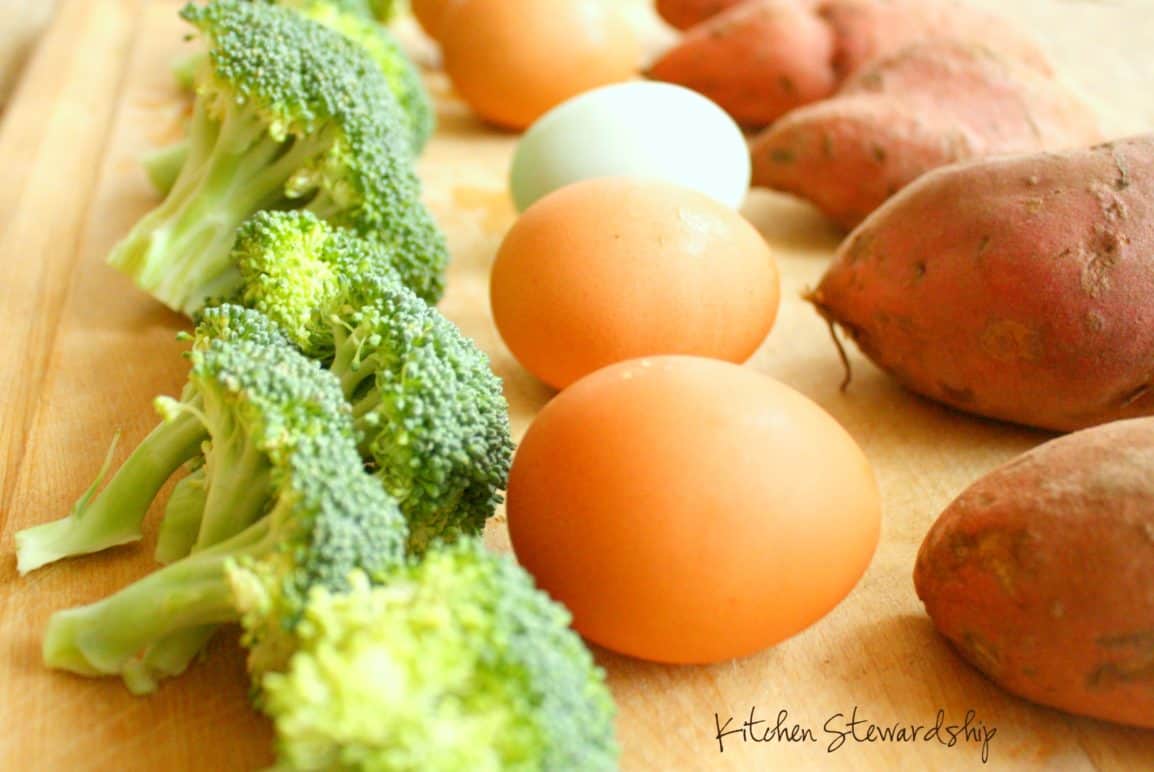 Paleo Sweet Potato, Broccoli, and Egg Hash